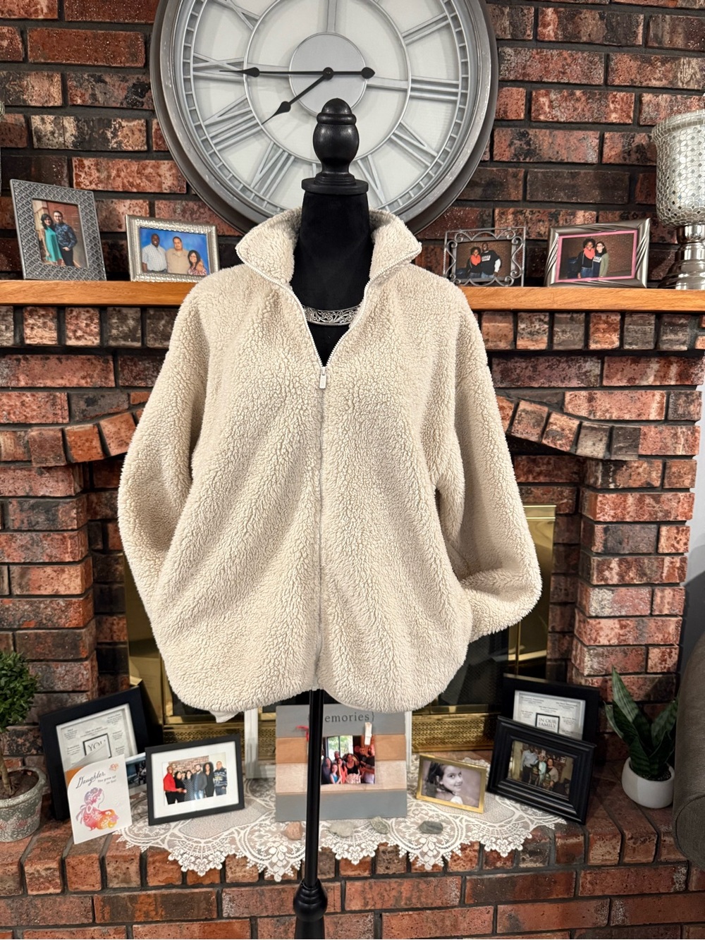 PINK Victoria's Secret Cream Teddy Zip-Up Jacket